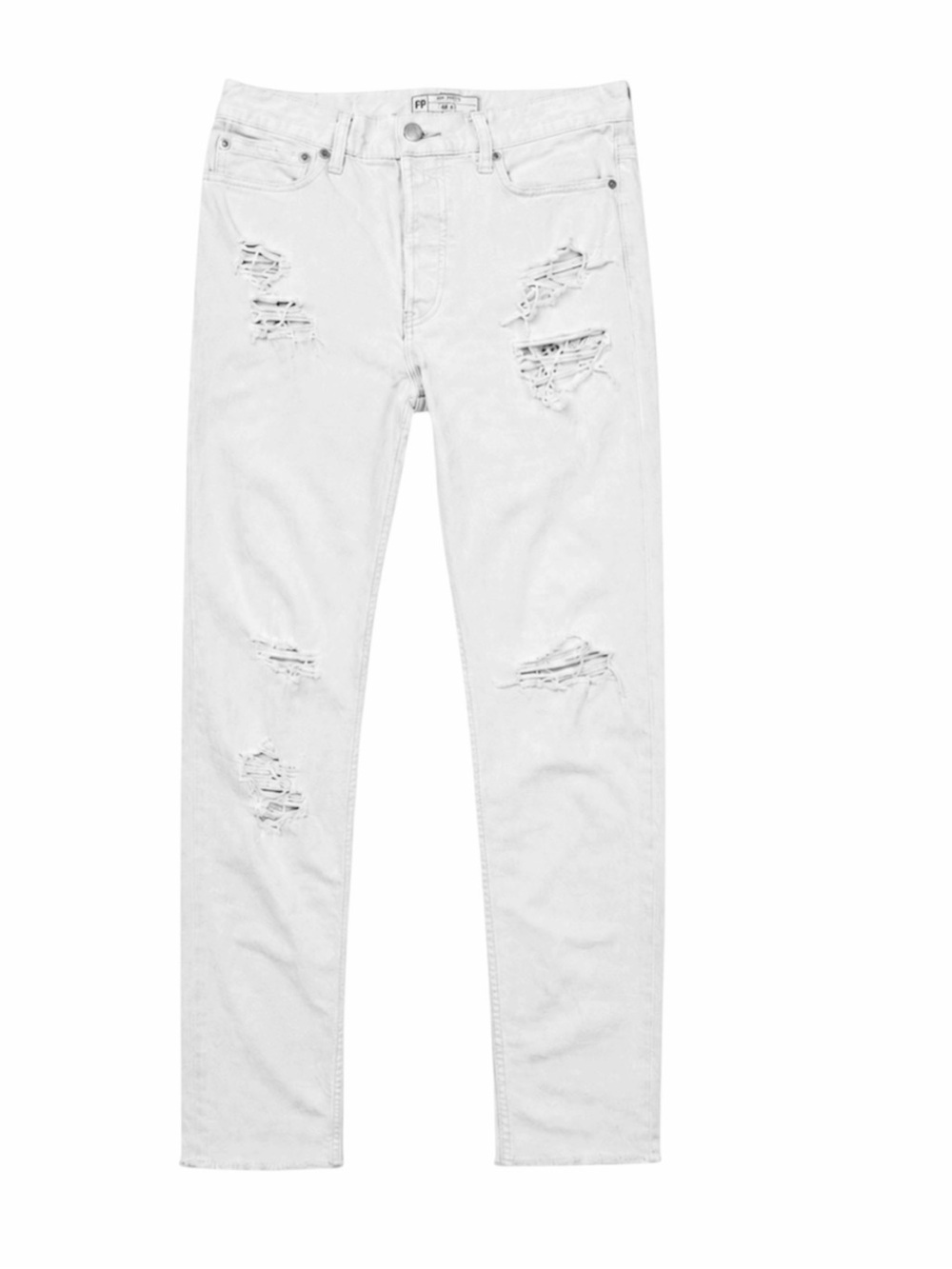 Free People White Distressed Button Fly Raw Hem Jeans Size 27